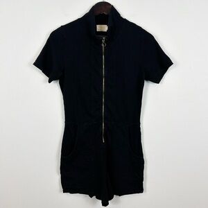 Nation LTD Black Short Sleeve Romper Size Small 100% Cotton